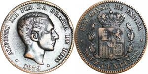 P5259 Spain 10 Centimos Alphonso II 1879 OM -> Make offer