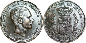 P5260 Spain 10 Centimos Alphonso II 1879 OM -> Make offer