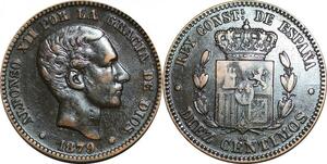 P5261 Spain 10 Centimos Alphonso II 1879 OM -> Make offer