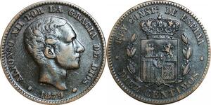 P5263 Spain 10 Centimos Alphonso II 1879 OM -> Make offer