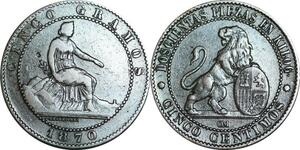 P5269 Spain 5 Centimos Provisional Government 1870 OM -> Make offer