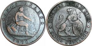 P5276 Spain 5 Centimos Provisional Government 1870 OM -> Make offer