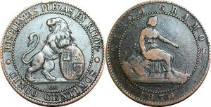 P5277 Spain 5 Centimos Provisional Government 1870 OM -> Make offer