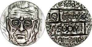 P5281 Finland 10 Markkaa President Paasikivi 1970 Silver AU -> M Offer