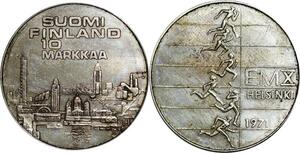 P5282 Finland 10 Markkaa EMX Hensilki runners 1971 Silver AU -> M Offer
