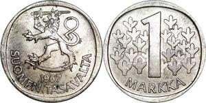 P5285 Finland Markkaa Lion 1967 Silver UNC -> M Offer
