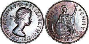 P5305 UK Penny Elizabeth II 1967 AU -> M Offer