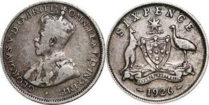 P5314 Australia 6 Pence George V 1926 Silver -> M Offer