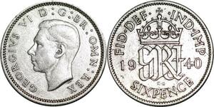 P5319 UK 6 Pence George VI 1948 -> M Offer