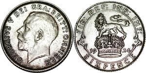 P5321 UK 6 Pence George V 1924 Silver -> M Offer