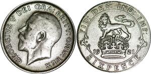P5322 UK 6 Pence George V 1921 Silver -> M Offer