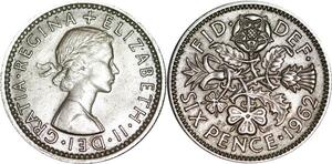 P5324 UK 6 Pence Elizabeth II 1962 Silver -> M Offer