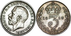 P5330 UK 3 Pence George V 1920 Silver -> M Offer