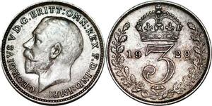 P5331 UK 3 Pence George V 1920 Silver -> M Offer
