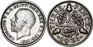 P5336 UK 3 Pence George V 1931 Silver -> M Offer