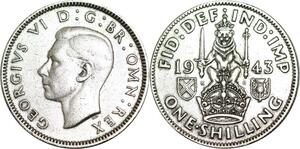 P5341 UK Shilling George VI 1943 Silver -> M Offer