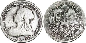 P5347 UK Shilling Queen Victoria 1899 Silver -> M Offer.