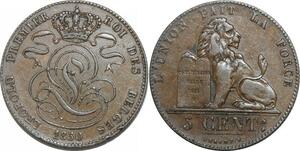 P5406 Rare Belgium 5 Centimes Leopold 1er 1850 SUP AU -> M Offer