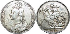 P5410 Rare Great Britain Crown Victoria 1889 Silver -> M Offer
