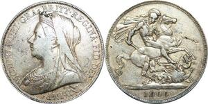 P5412 Rare Great Britain Crown Victoria 1900 LXIV Silver -> M Offer