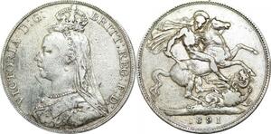 P5415 Great Britain Crown Victoria 1891 Silver -> M Offer