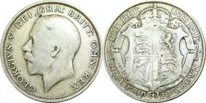 P5420 Great Britain Half 1/2 Crown George V 1920 Silver -> M Offer
