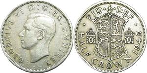 P5421 Great Britain Half 1/2 Crown George VI 1949 Silver -> M Offer