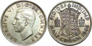 P5427 Great Britain Half 1/2 Crown George VI 1946 Silver AU -> M Offer