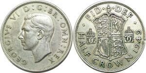 P5429 Great Britain Half 1/2 Crown George VI 1949 Silver -> M Offer