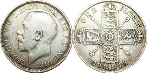 P5436 Great Britain One Florin George V 1918 Silver -> M Offer