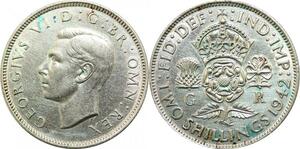 P5438 Great Britain Two 2 shillings Florin George VI 1942 Silver -> M Offer