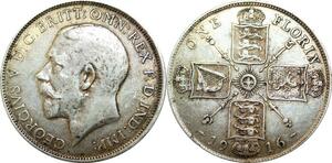 P5439 Great Britain One Florin George V 1916 Silver -> M Offer