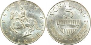 P5454 Austria Osterreich 5 Schilling Horse Rider 1961 Silver UNC-> M Offer