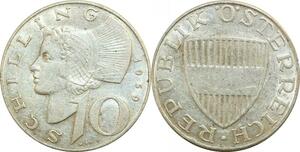 P5455 Austria 10 Schilling Woman Head 1959 Sliver -> M Offer