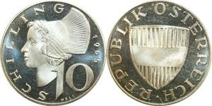 P5456 Austria 10 Schilling Woman Head 1965 Sliver Proof -> M Offer
