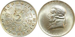 P5458 Austria 2 Schilling Josef Haydn 1732 1932 Silver UNC -> M Offer