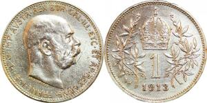 P5468 Austria Corona Krone Franz Joseph I 1913 Silver AU -> M Offer