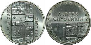 P5498 Finland 10 Euros Anders Chydenius 2003 Silver UNC -> M Offer