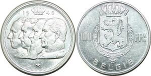 P5521 Belgium 100 Francs Prince Karel Regency 1949 FRz Silver AU