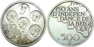 P5523 Belgique 500 Francs Baudouin 1830 1930 FR Silver FDC -> Make offer