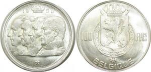 P5524 Belgique 100 Francs Prince Karel Regency 1950 FRs Silver UNC