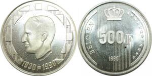P5528 Belgien 500 Francs King Baudoin 1930 1990 Silver UNC -> Make offer