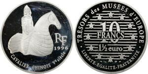 P5552 France 10 Francs 1 1/2 Euro Cavalier Chinois 1996 Silver Proof -> M Offer