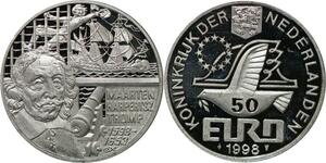 P5557 Netherlands 50 Euros Maarten harpertsz Tromp 1998 Silver Proof -> M Offer