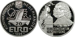 P5561 Netherlands 20 Euros Constantyn Huygens 1996 Silver Proof -> M Offer