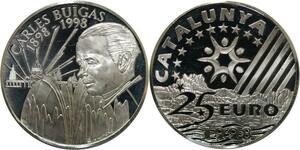 P5563 Spain Catalunya 25 Euros Carles Buïgas 1998 Silver Proof -> M Offer