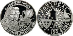 P5566 Portugal 50 Euros Filipa de Lencastre Ship 1996 Silver Proof-> M Offer