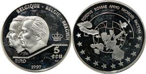 P5569 Belgium 5 Ecu Europa Albert II Baudouin 1997 Silver Proof -> M Offer