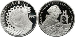 P5573 Sweden 20 Euros Alexender Roslin 1997 Silver Proof -> M Offer