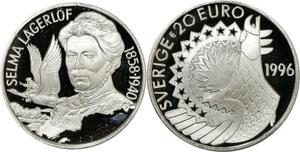 P5574 Sweden 20 Euros Selma Lageriof 1996 Silver Proof -> M Offer